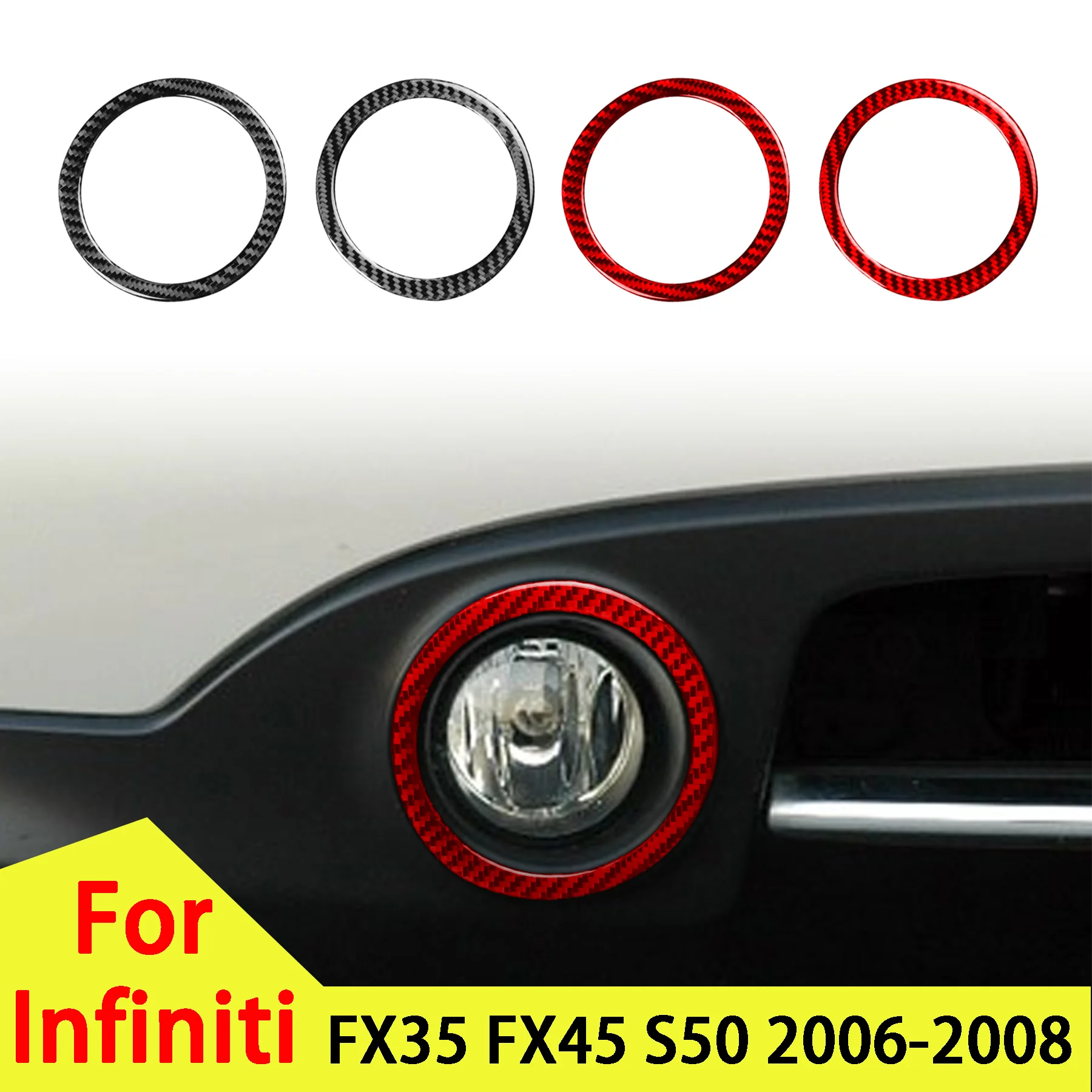 

Soft Carbon Fiber Car Front Bumper Fog Light Round Frame Panel For Infiniti FX35 FX45 S50 2006-2008 Interior Accessory Stickers