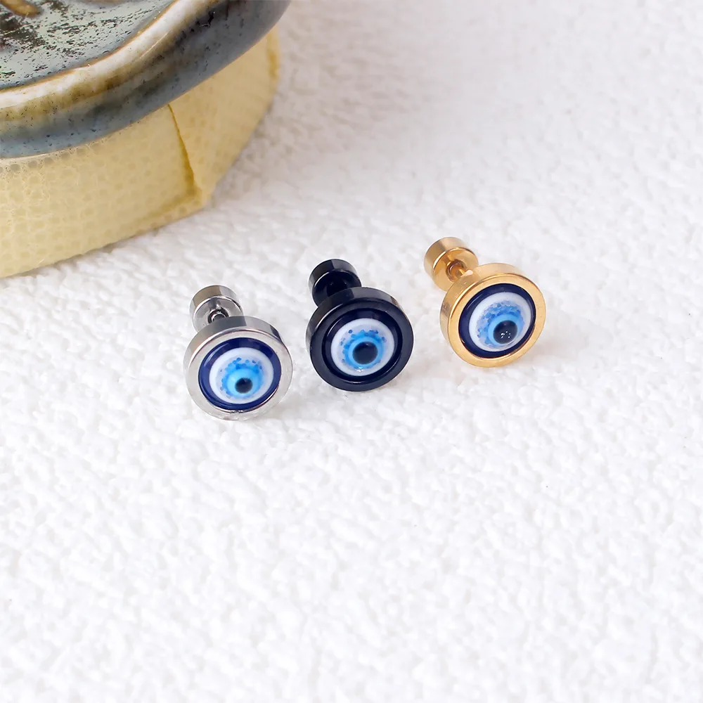 Classic Evil Eye Stud Earring for Men Women,Never Fade Blue Eye Ear Studs,Trendy Amulet Jewelry Gift