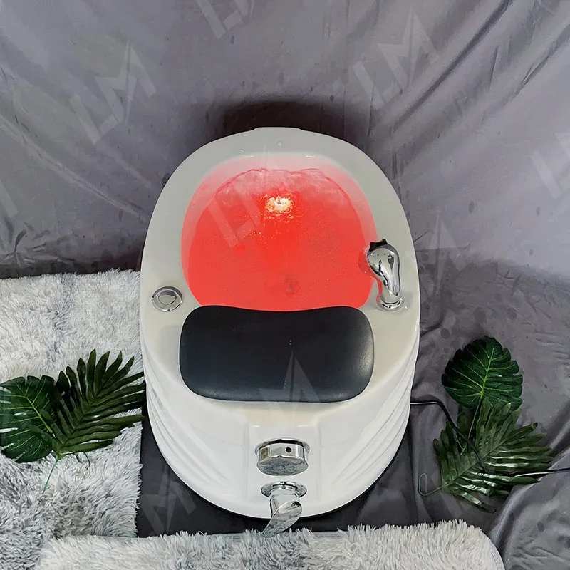 Premium Pedicure Massage Basin, Acrylic Fiberglass Freestanding Whirlpool Foot Spa Tub with Pad, Home Spa Soaking Bowl