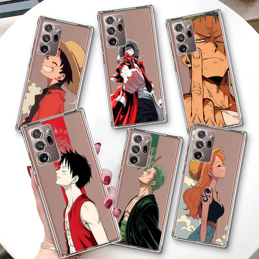 Transparent Case for Samsung Galaxy Note 10 Plus 20 Ultra TPU Shockproof Phone Cover M33 M02 M11 Japanese Anime Luffy Zoro Nami