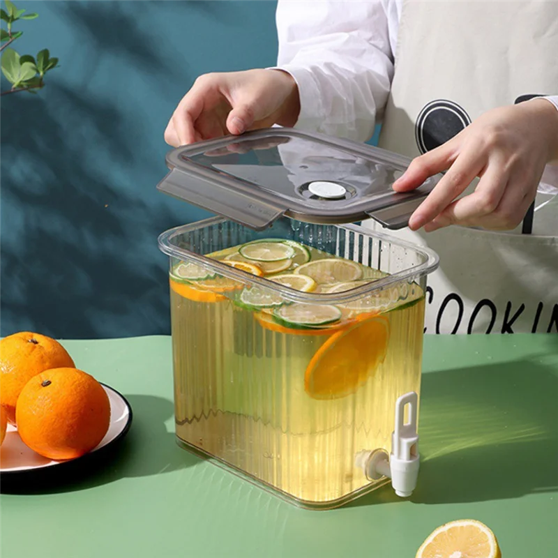 A74U موزع المشروبات الصغيرة البلاستيك الثلاجة المشروبات موزع خزان المياه مثلج الحليب عصير الليمون 3.5L الحاويات #4