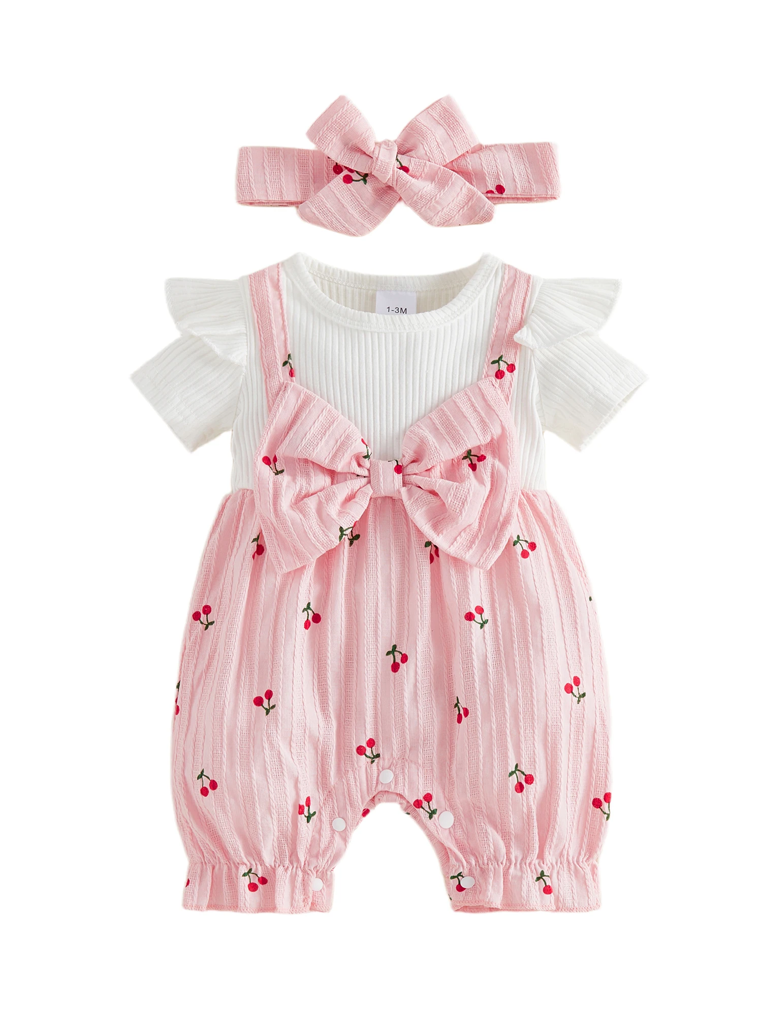 

Adorable Toddler Floral Print Sleeveless Romper with Matching Bow Headband for Summer Outfits and Photoshoots