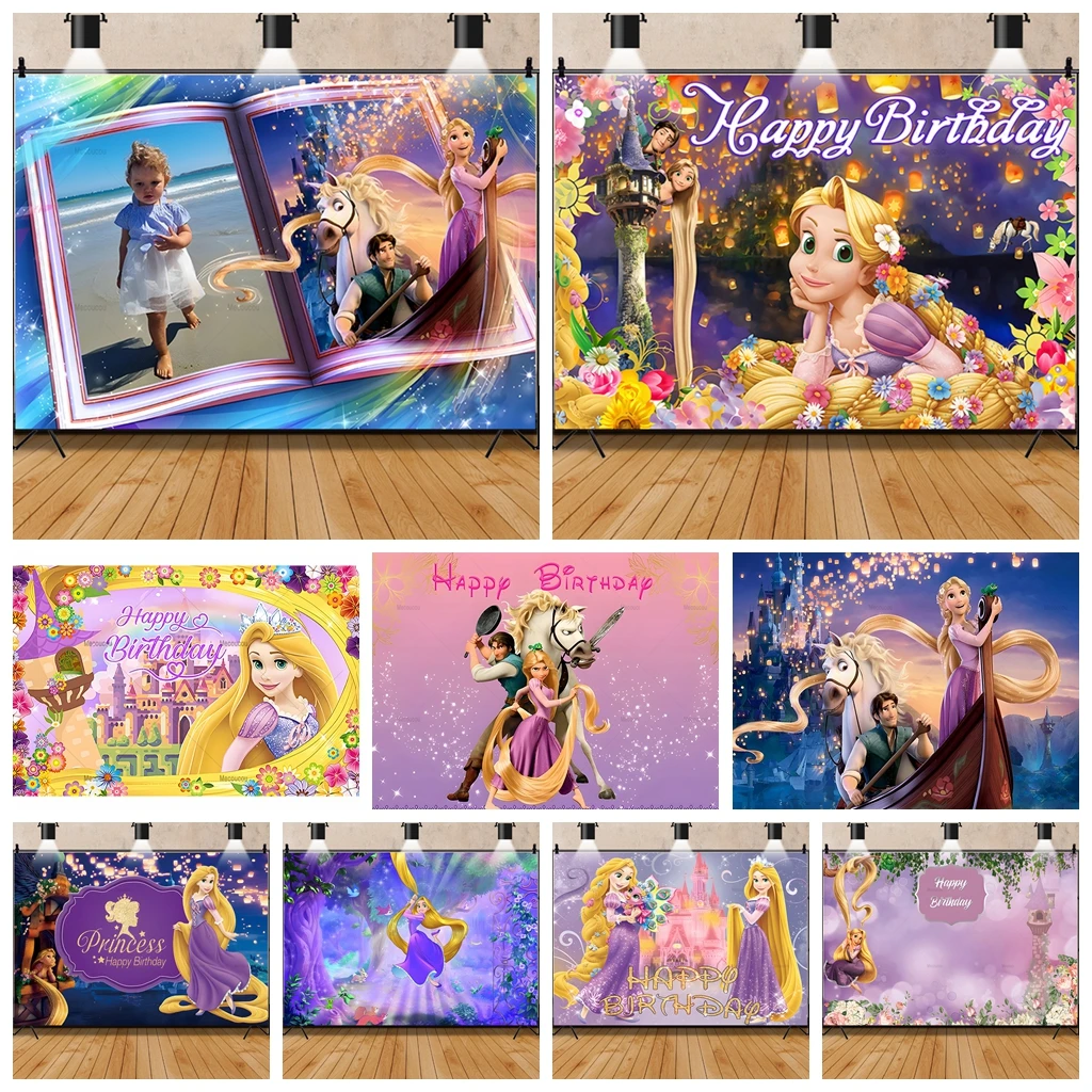 Disney Tangled Background Rapunzel Rapunzel Happy Custom Background Gift Birthday Party Decoration Supplies Baby Shower Banner