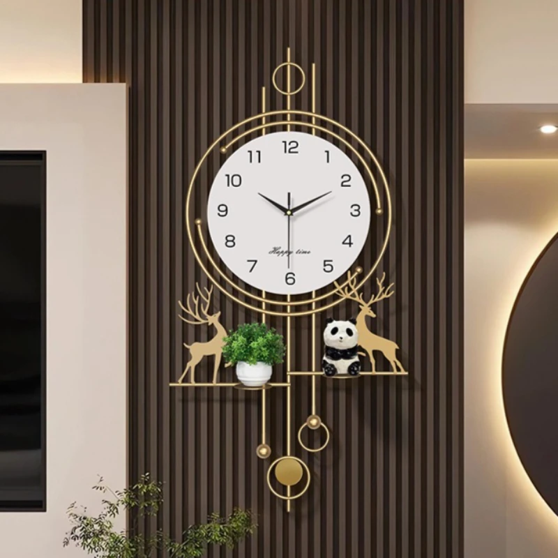 Luxury Wall Clock Living Room Decoration Clocks Metal Minimalist Wall Clock Silent Elegant Aesthetic Watch with Light Ornaments