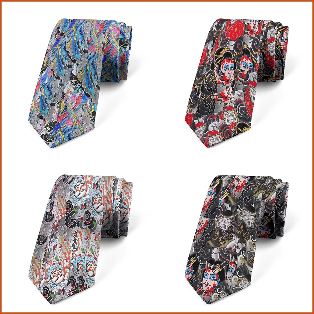 

Fun printing men's business tie new style tattoo pattern personality tie unisex casual party tie wedding tie holiday gift