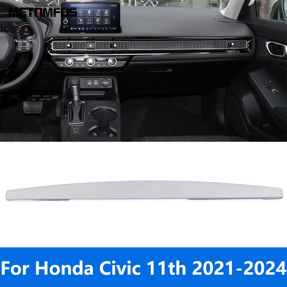 

Автомобильные аксессуары для Honda Civic 11 поколения 2021 2022 2023 2024 центральная консоль из нержавеющей стали панель приборной панели полоса молдинг отделка