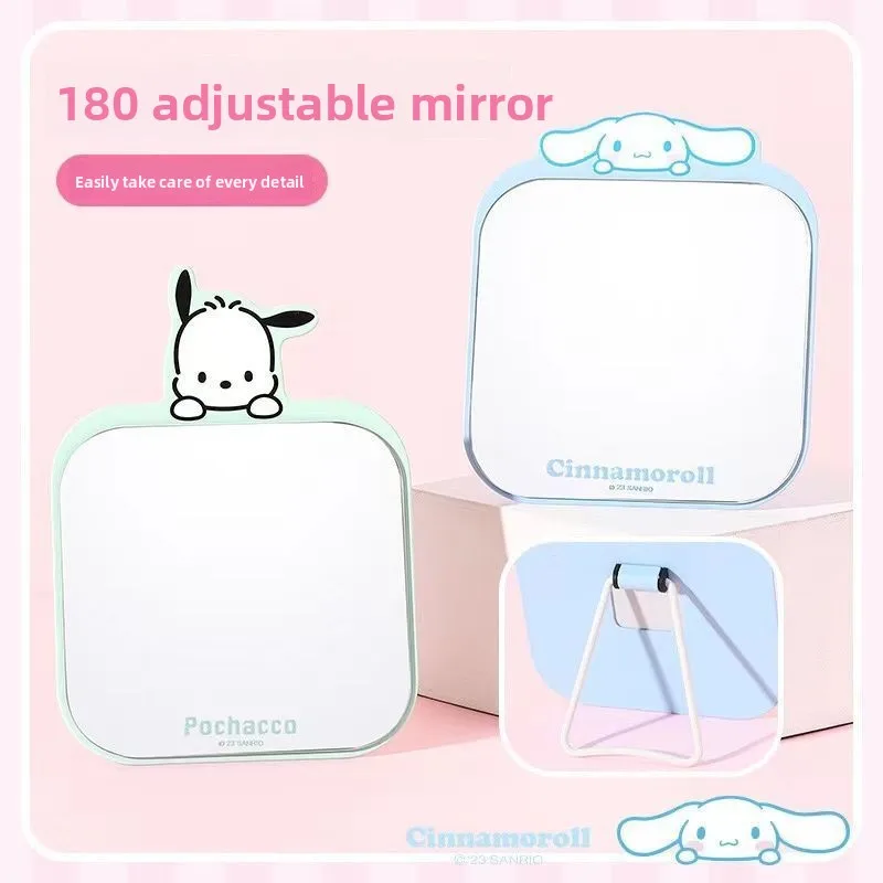 Kawaii Sanrio Cinnamoroll folding mirror, metal desktop makeup mirror, dormitory essentials portable compact dresser new style view 4