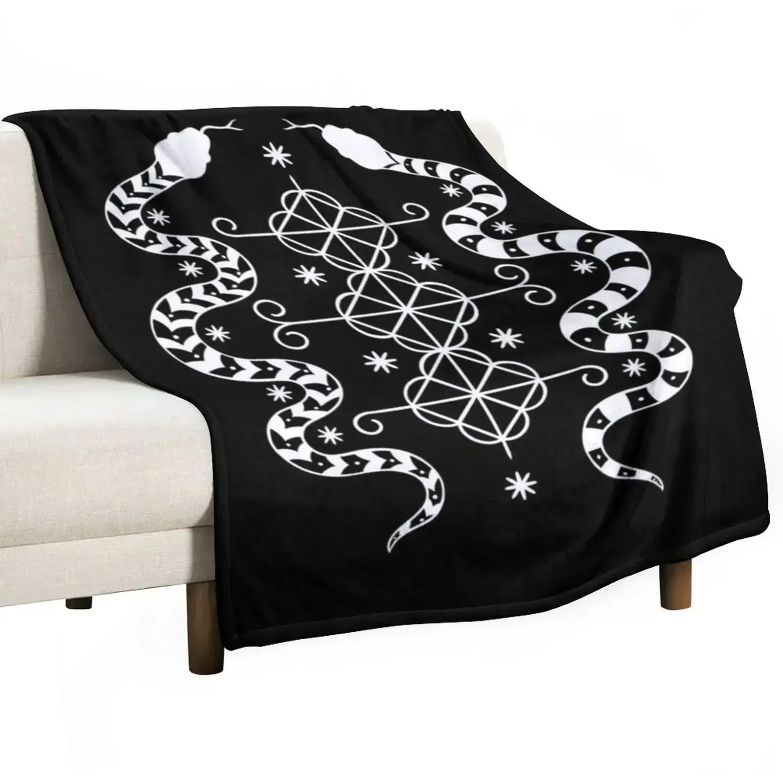 Damballah Wedo Veve loa symbol Throw Blanket halloween Sofas Blankets