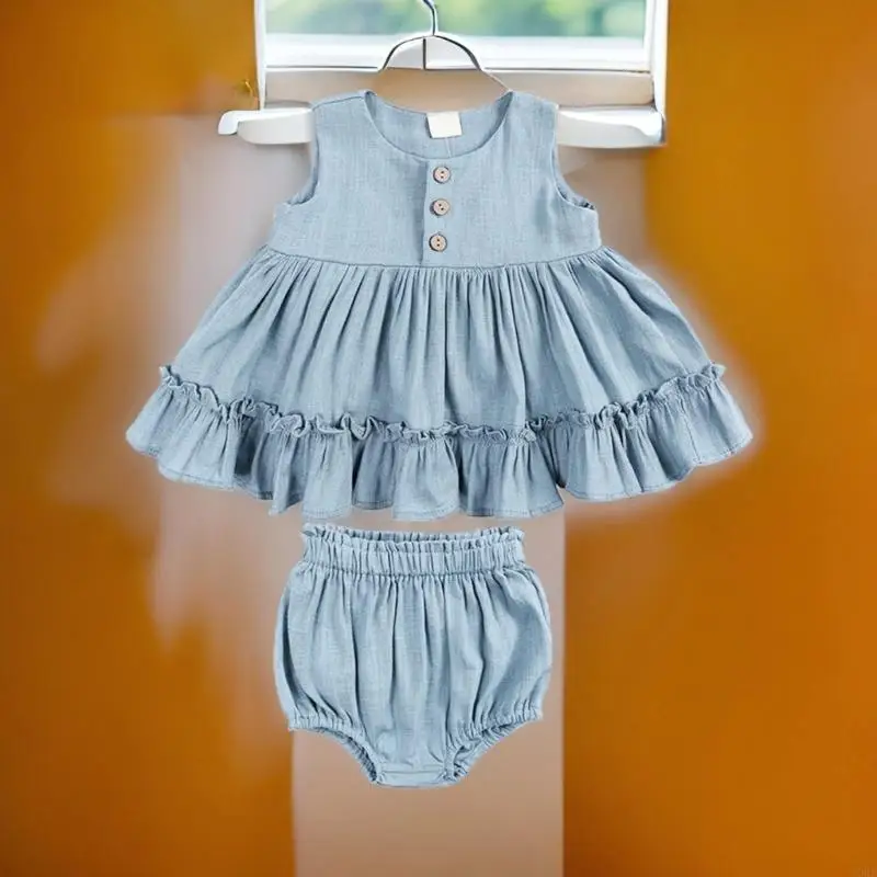 CORB Elegant Girls Ruffle Dress & Bloomers set Girls Ruffle Skirt & Bloomers Upgrades for Summer Event & Everyday Comfort