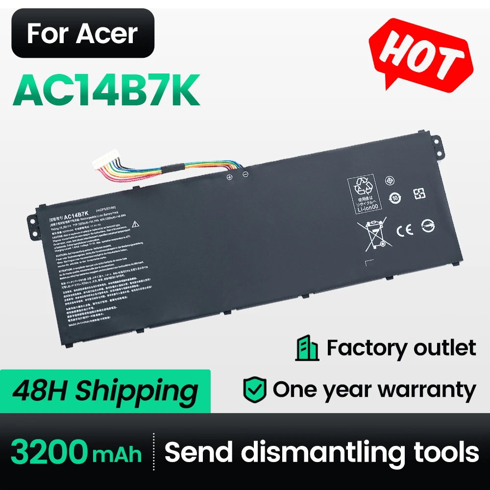 

Keyuan New AC14B7K Laptop SF314-52 SF314-54 SP515-51G Battery for Acer Spin AN515-42 Swift S30-20 N17W1 N17P3 N17W7 series