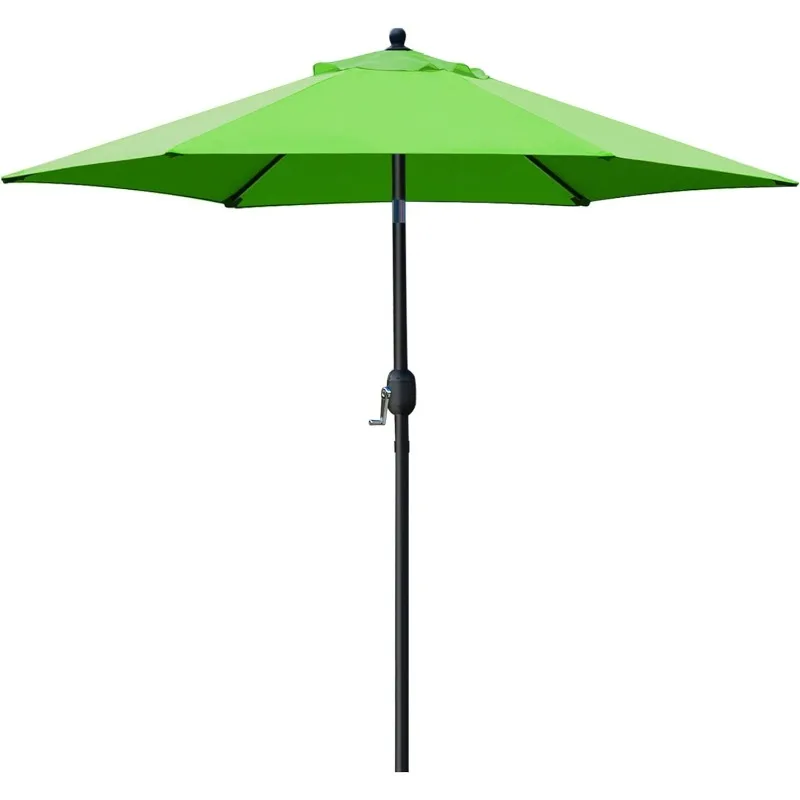 7.5' Patio Umbrella Outdoor Table Market Umbrella with Push Button Tilt/Crank, 6 Ribs