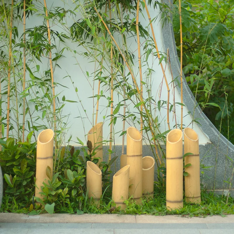 Lampada da giardino impermeabile con simulazione in resina per esterni, luci paesaggistiche da giardino in bambù, luci in tubo di bambù, lampada da prato sul lato della strada