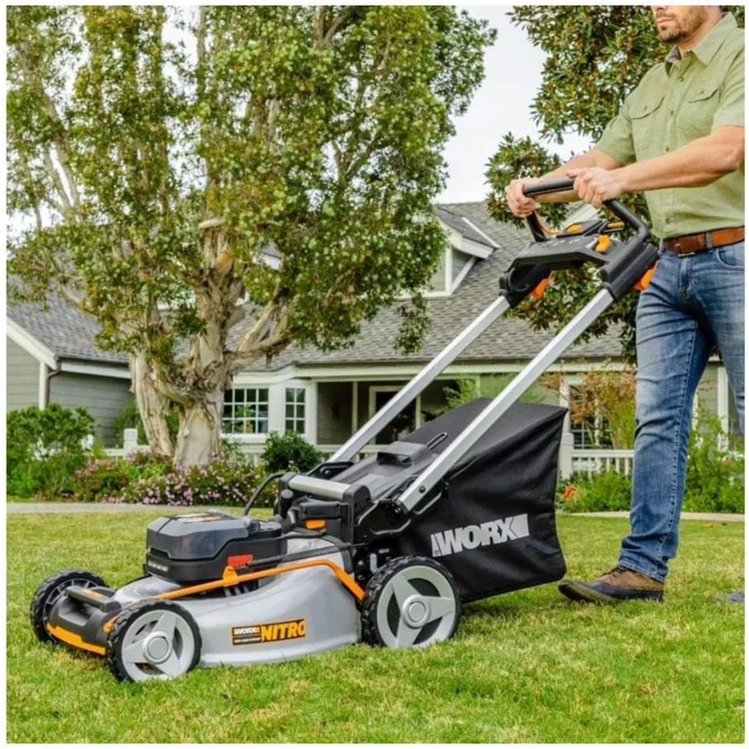 40V Cordless Self-Propelled Lawn Mower, Powerful Battery Lawn Mower with Brushless Motor, 3-in-1 Cordless Lawn Mower ﻿