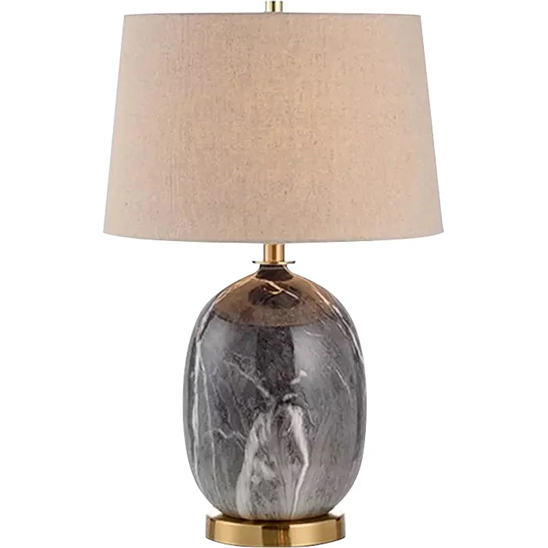 

Simple and creative ceramic stone pattern living room study bedroom bedside lamp model room decorative table lamp