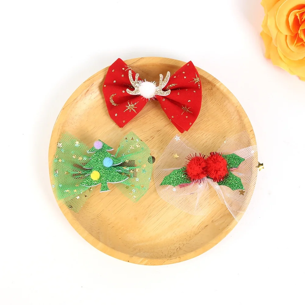 Barrettes Comfortable Snowflake Hairpin Elk Garland Hair Accessories Festive Christmas Bow Hair Clips For Teenagers Family