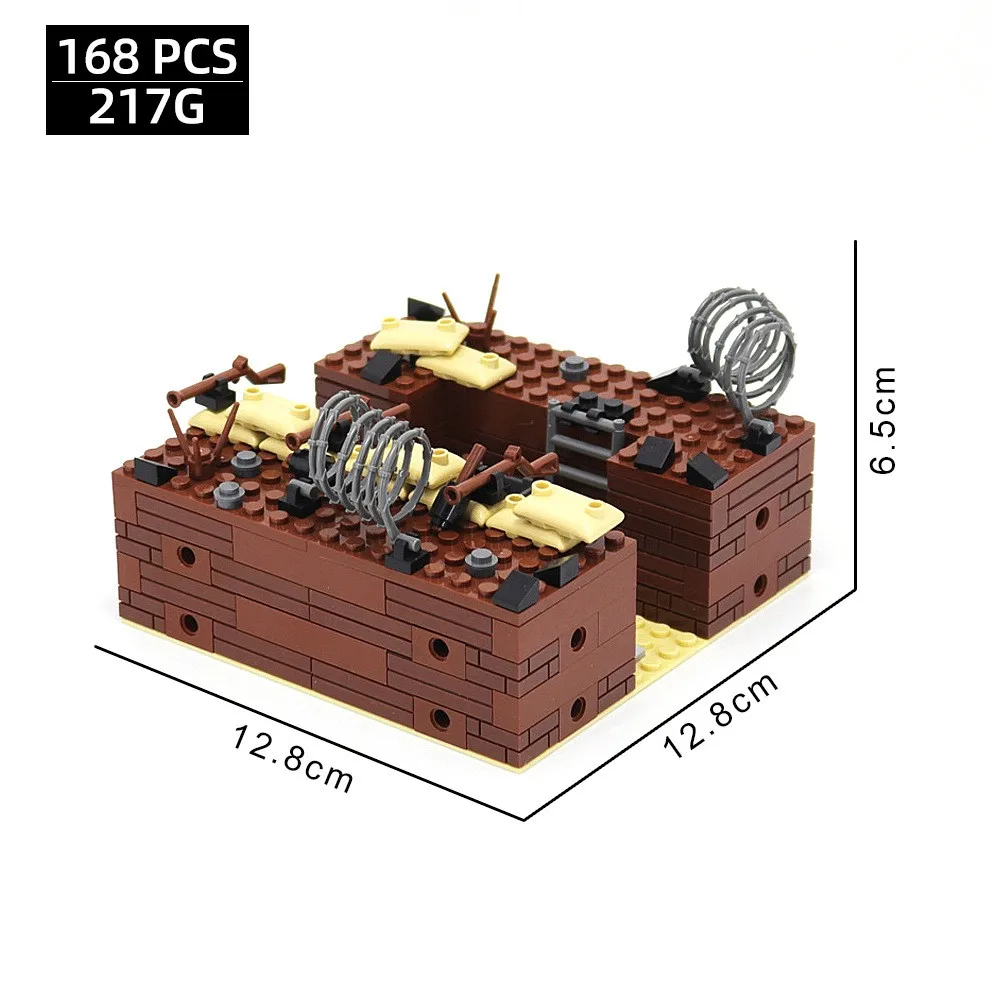 Military fortress trench ruins MOC building block model assembly minifigure battlefield base fortress bunker battlefield scene