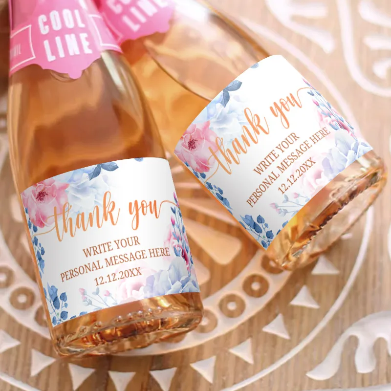 

Thank you pastel meadow wild flowers Mini Champagne Label stickers Personalized wedding Sticker Gift Wrap Envelope Seals Sticker