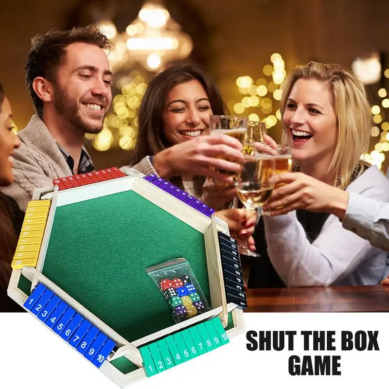 

Deluxe Dice Board Box Game Set Shut The Box Game Deluxe Five Sided 10 Numbers Party Club Drinking Games For Adults Families