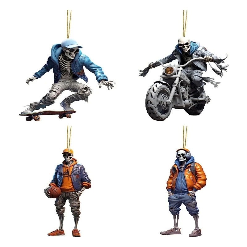 Eye catching Skeleton Figurines Cool Skul Pendant for Halloween Decoration and Car Ornament Dropship