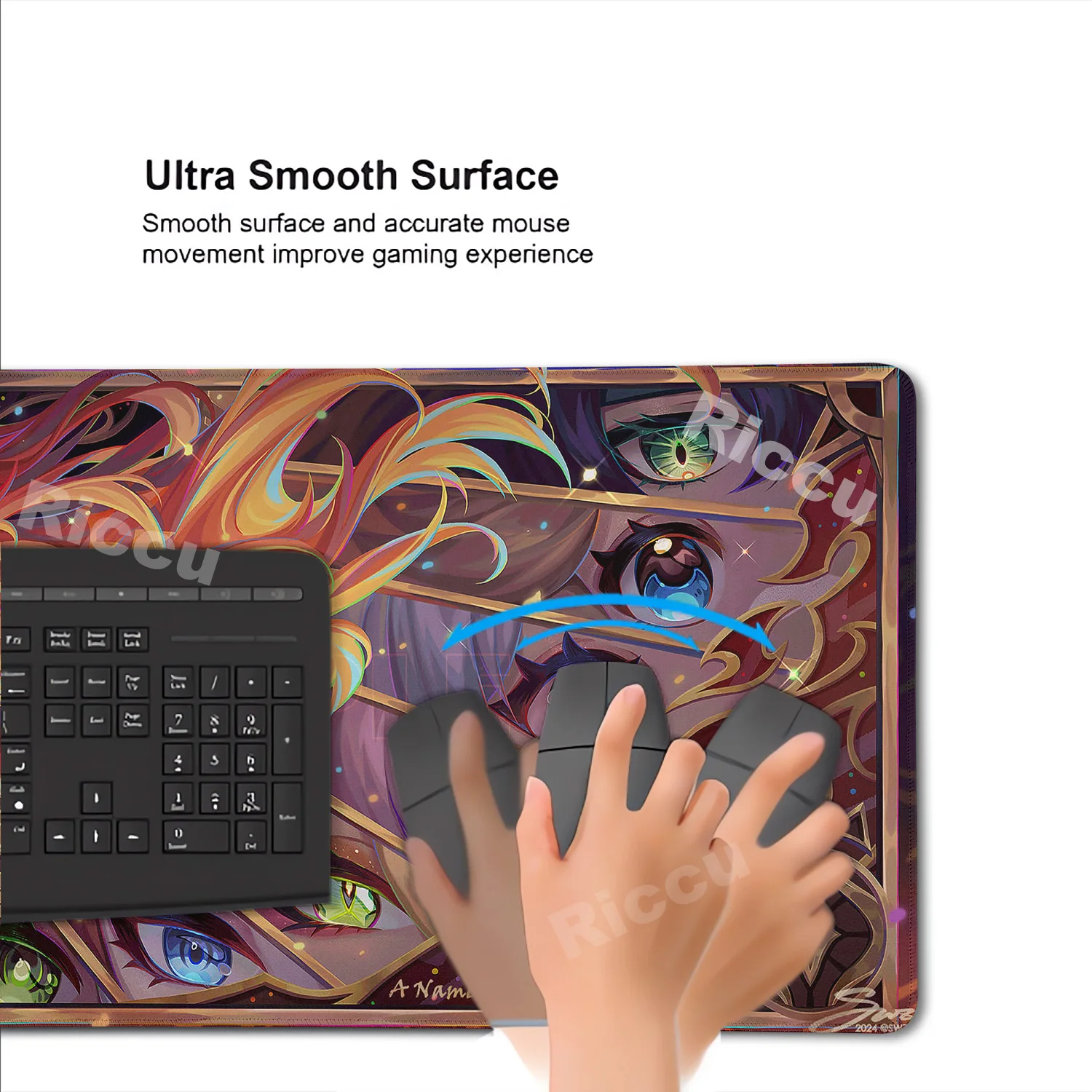 PC Genshin Impact Mavuika لوحة مفاتيح ميكانيكية مطبوعة عالية الوضوح XXL ملحقات حواف القفل لوحة الماوس Hentai E-Sports