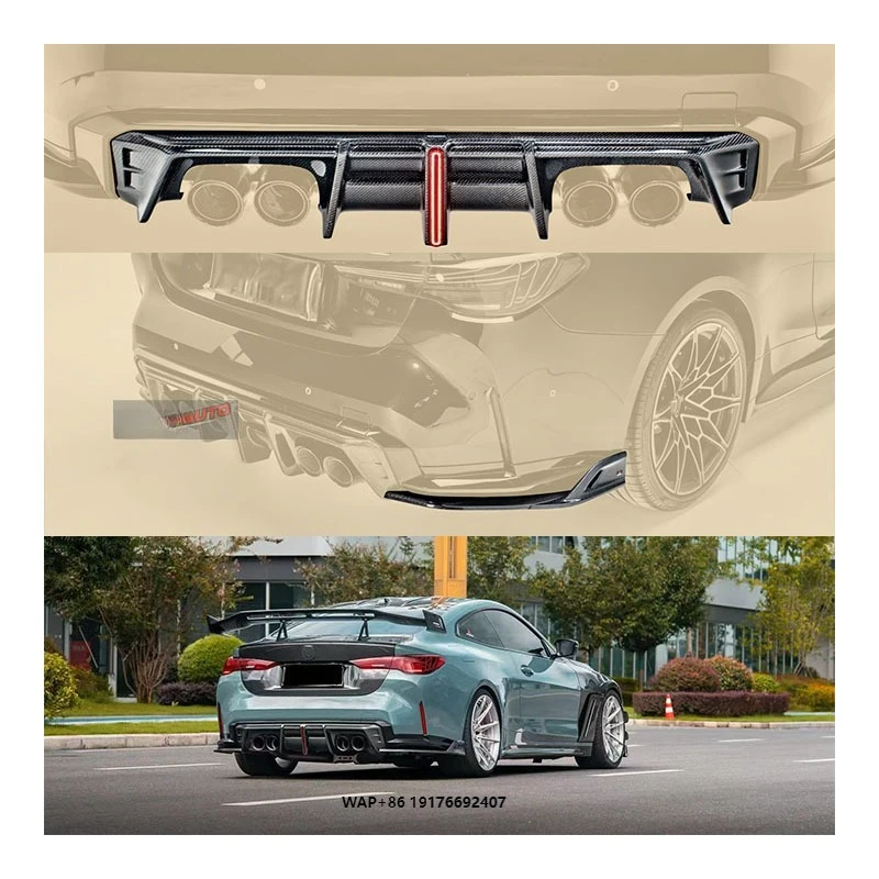 

New Dry Carbon Fiber for G80 G82 M3 M4 Rear Bumper with Light Lip Corner Exhaust Cutouts Bolt-On Universal Fitment
