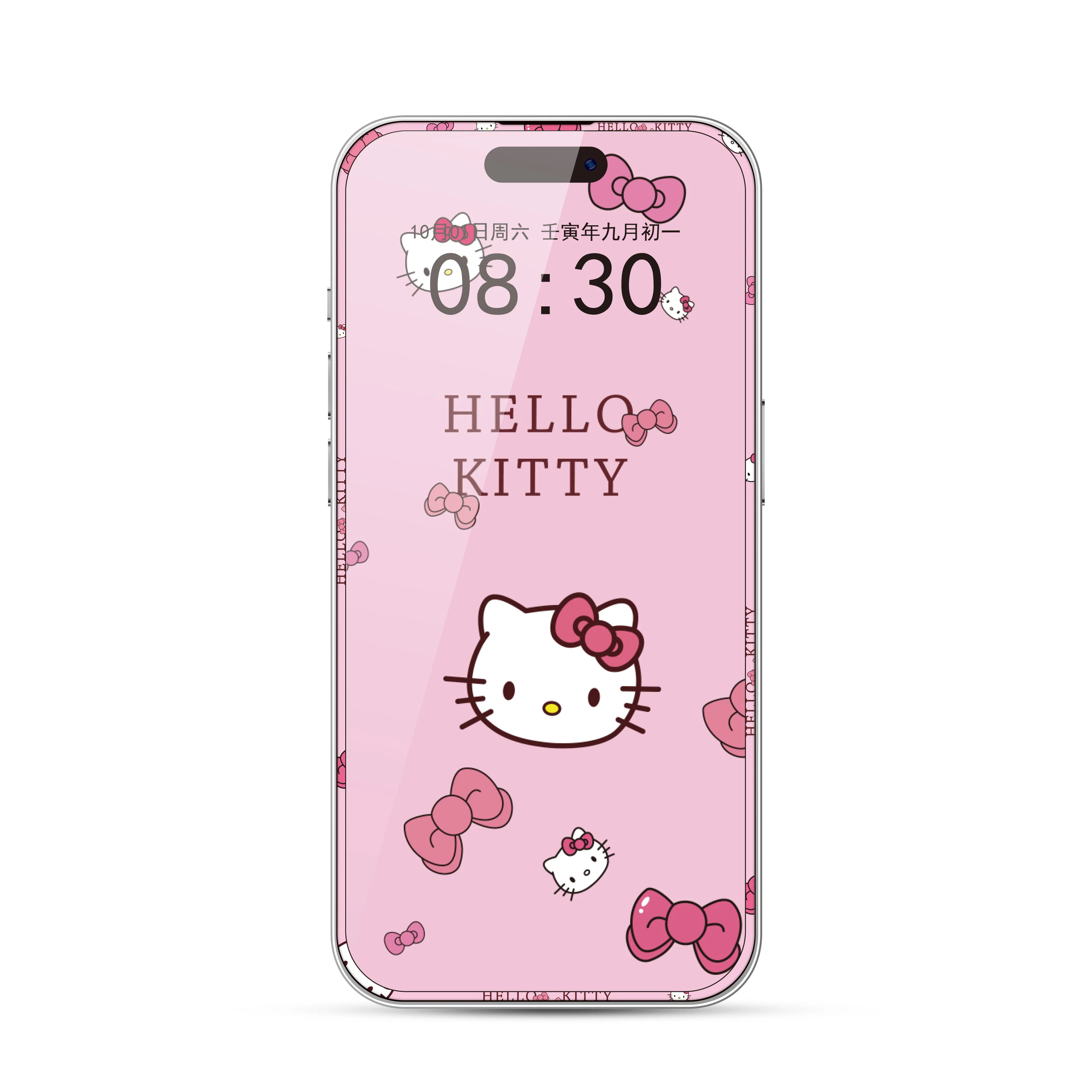 3D Full Cover Tempered Glass For iPhone X XR Xs Max 11 12 13 14 Pro Max Screen Protector Soft Edge Film Cute Cartoon Hello Kitty