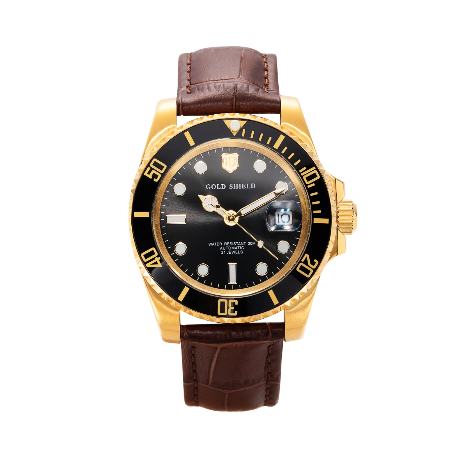 

2026 New 42mm Men Mechanical Automatic Watches 24K Gold Business Calendar Wristwatch Leather Strap Waterproof Men's Gifts