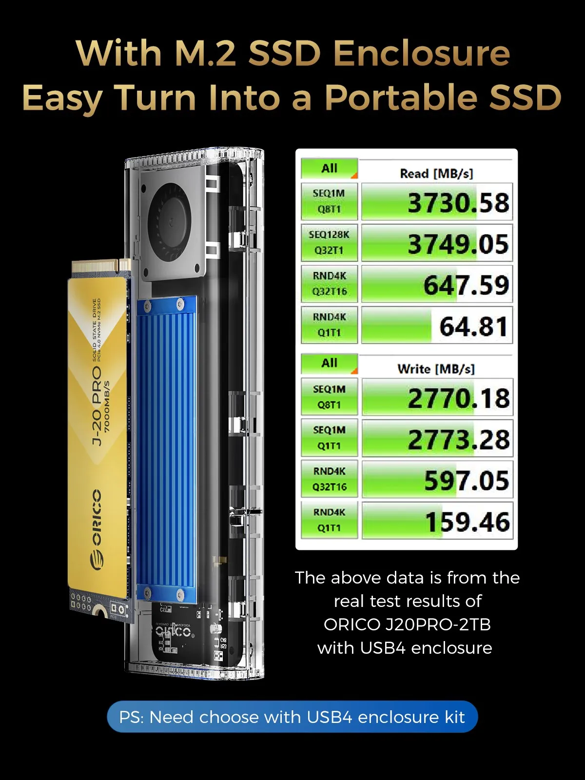 ORICO SSD portabel 512GB 1TB 2TB M2 NVMe SSD dengan USB4 M.2 penutup 40Gbps psgbps SD untuk Editor Video Laptop PC Desktop