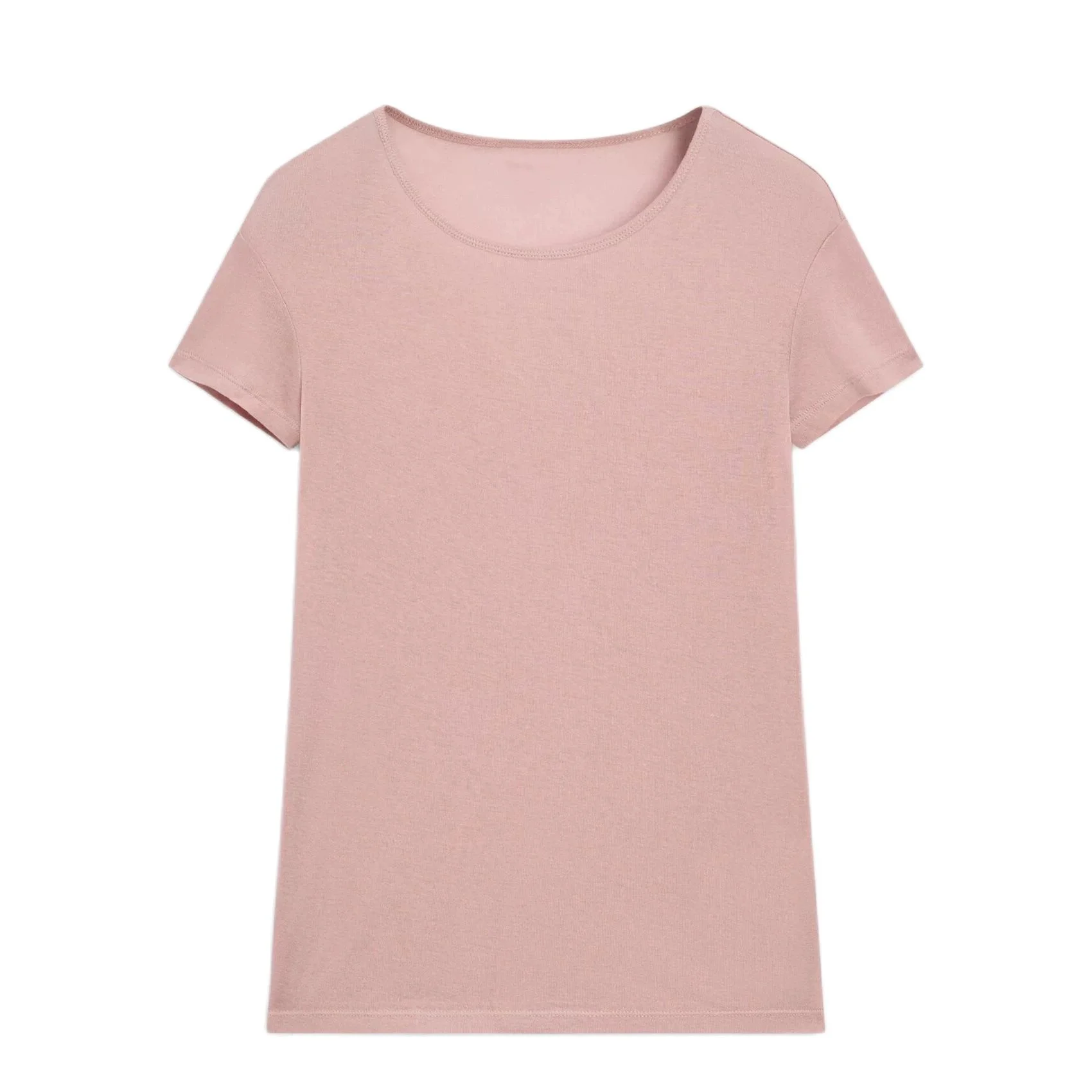 Cos Lris 2024 여성 라운드넥 반팔 티셔츠, 산뜻한 캐주얼, 단색 슬림, 여름