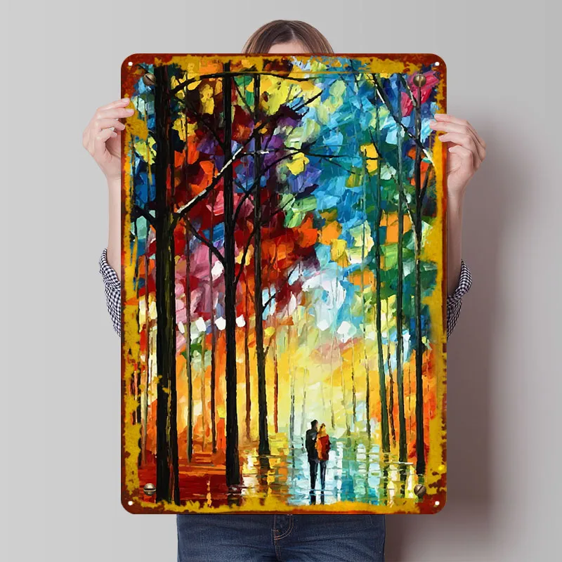 Леонид Афремов пейзажи картины металлический плакат украшение игровой комнаты на заказ металлические жестяные вывески для настенного художественного украшения человек пещера