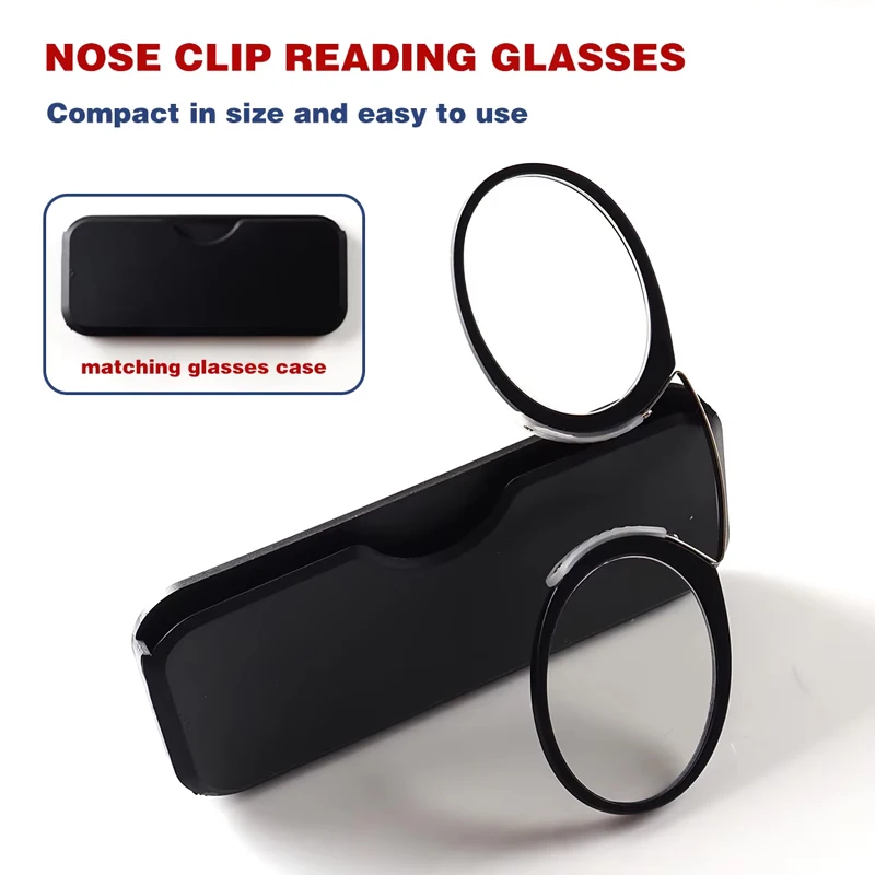 Stick On Phone Mini Clip Nose Bridge Reading Glasses Ultra Thin Reading Glasses 100-300 Portable Presbyopic Glasses With Case