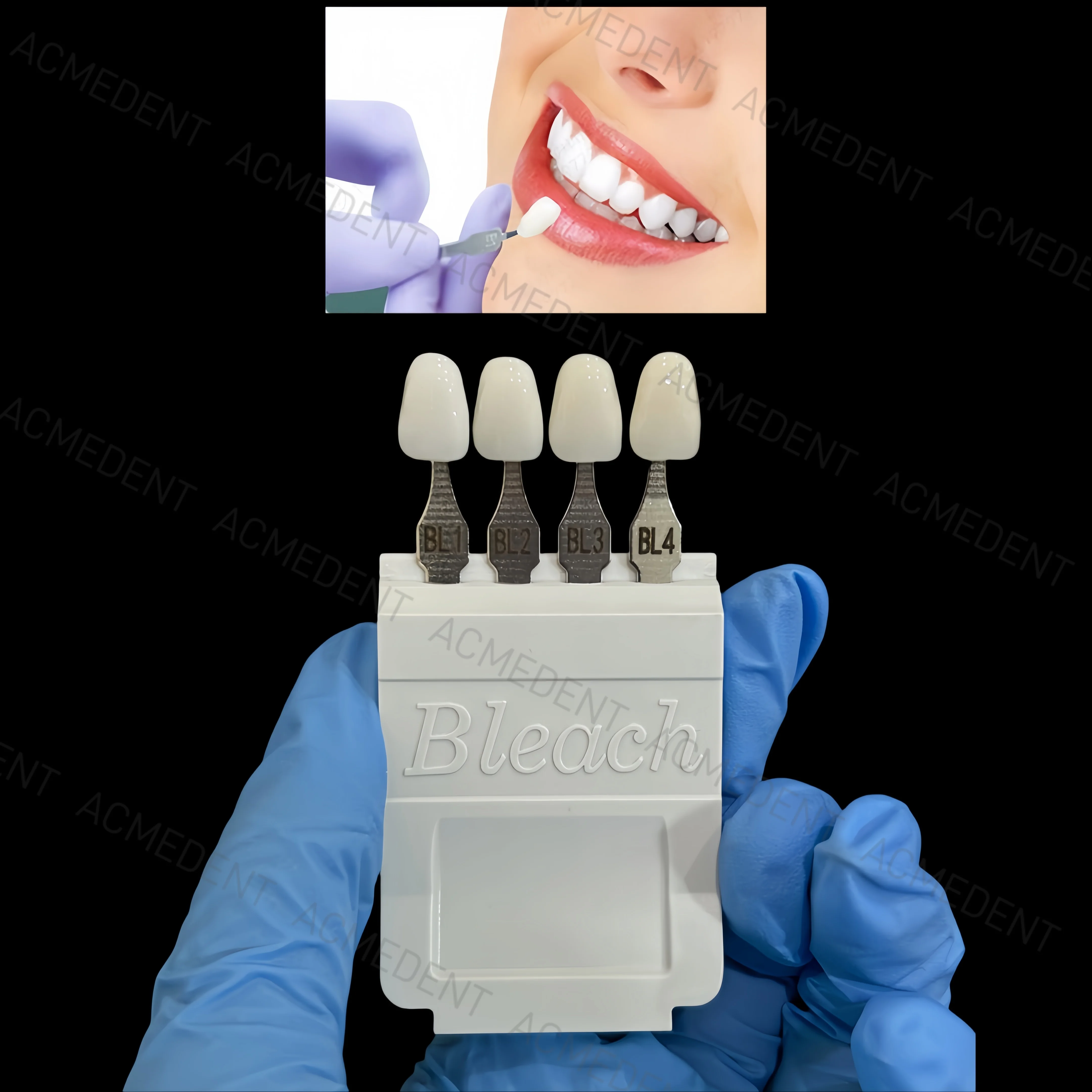 4 Colors Dental Bleached Shade Guide Bleaching Chart Teeth Whitening Porcelain Tooth Model Based Vita A-D BL1/2/3/4