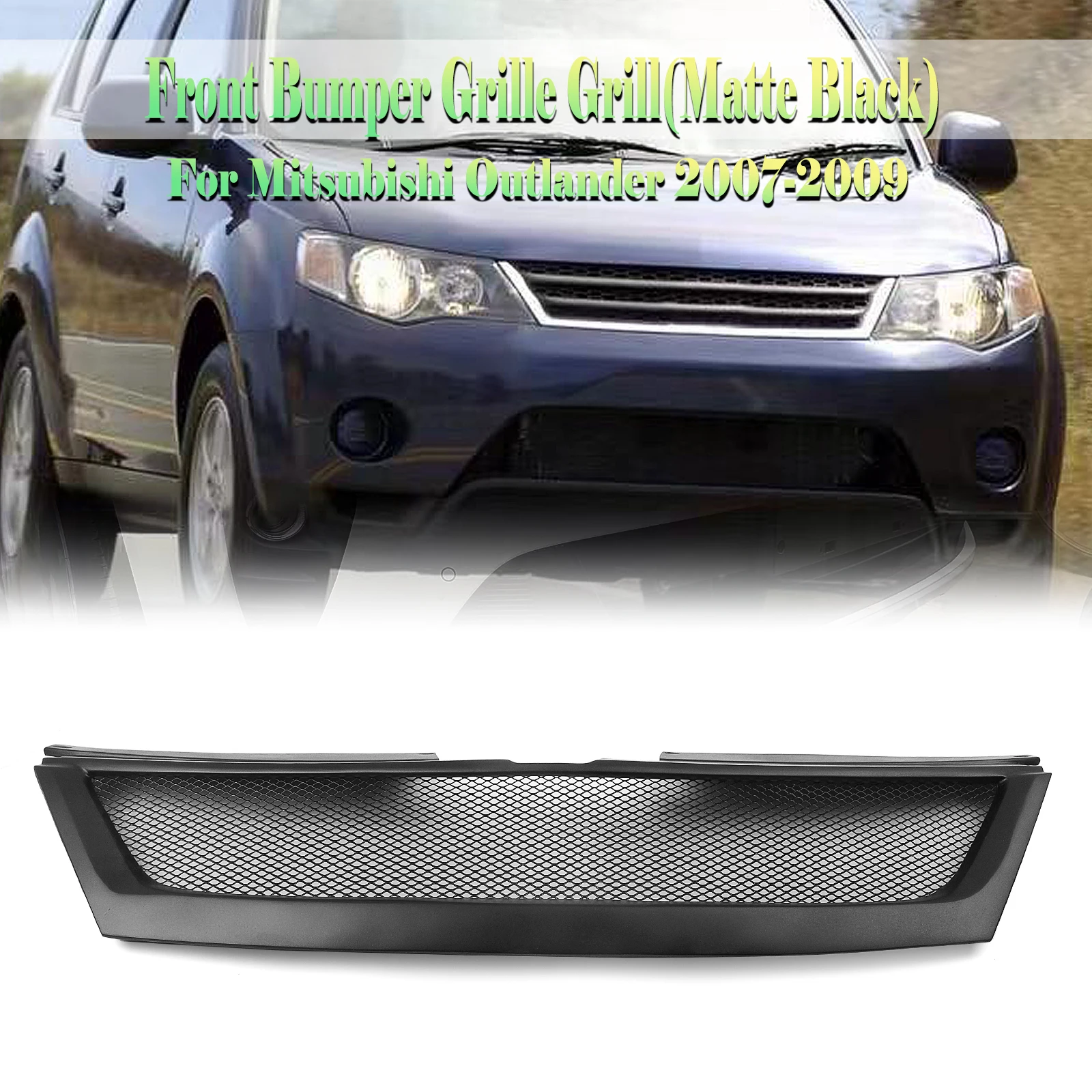 

Front Grille Racing Grill For Mitsubishi Outlander 2007 2008 2009 Real Carbon Fiber/Fiberglass Upper Bumper Hood Mesh Body Kit