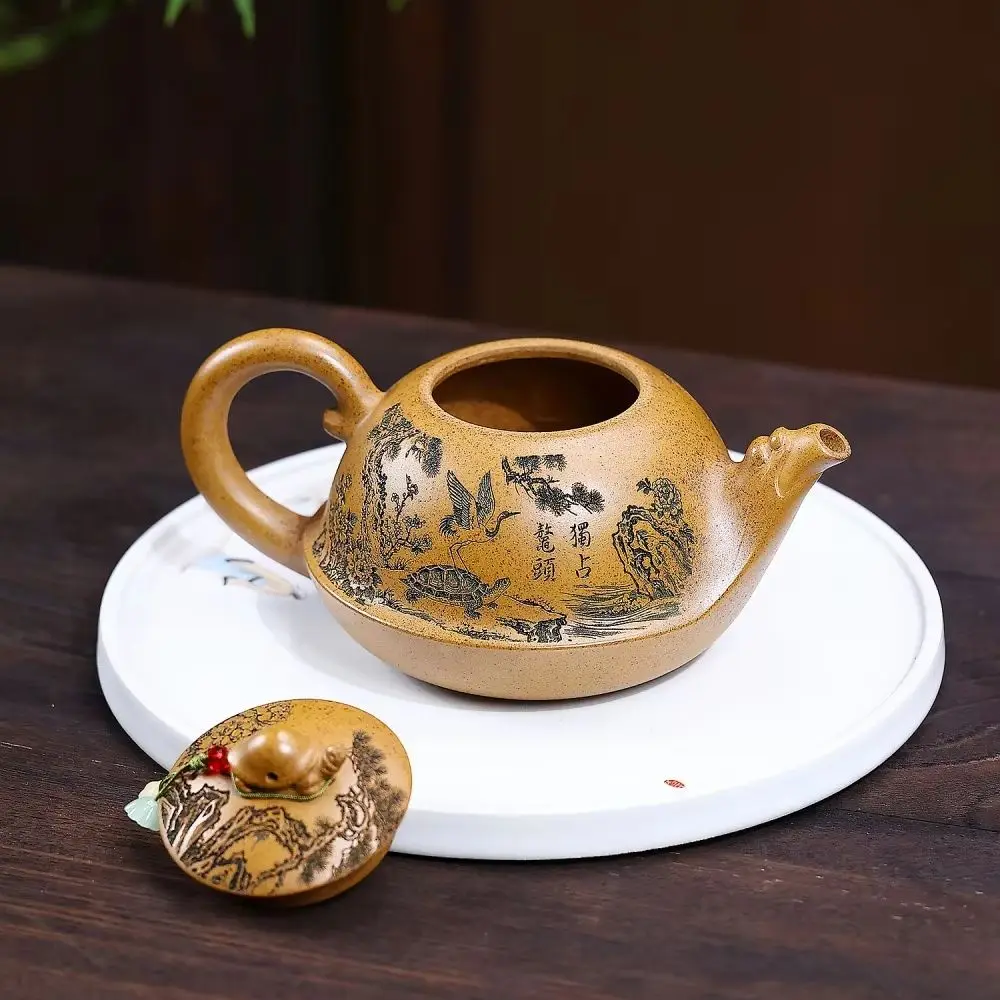 430ml Creative Yixing Purple Clay Teapots Handmade Dezhong Pot Raw Ore Section Mud Kettle Chinese Zisha Tea Set Tea Items Gift