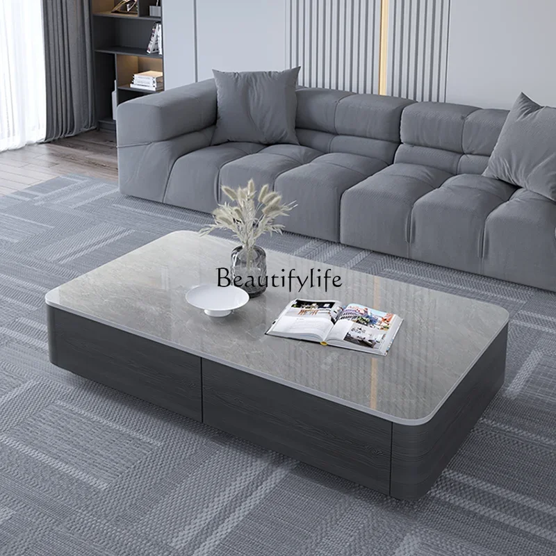 02Nordic solid wood rock slab coffee table