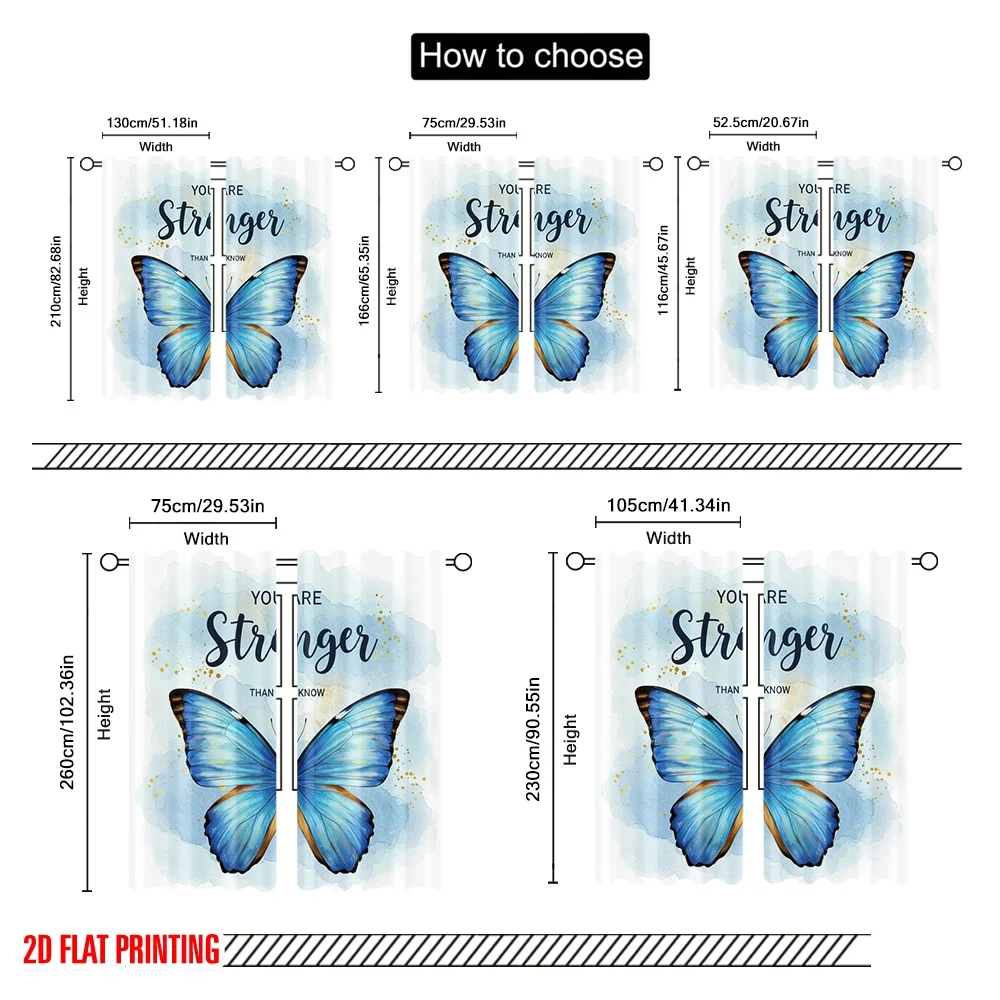 2 قطعة ستارة حفلات مطبوعة مسطحة ثنائية الأبعاد على شكل فراشة أقوى ملهمة من نسيج البوليستر بدون جدار احتفالي للكهرباء #3