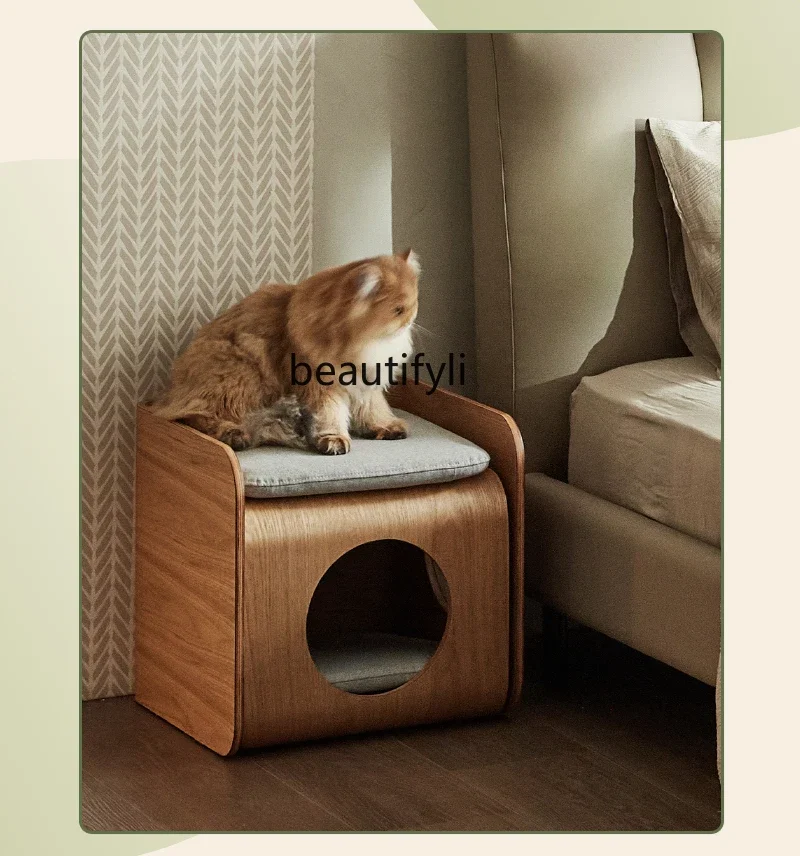 Cat Nest Universal for Summer Closed Cat House Solid Wood Cat Shared Furniture Pet Supplies