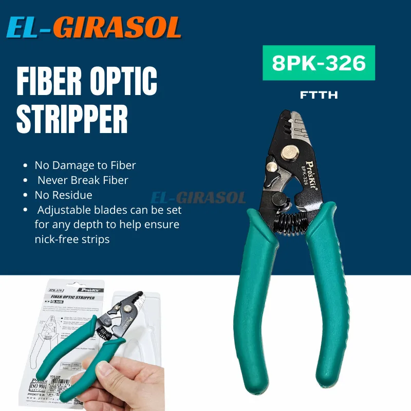 

Fiber Optic Stripper Prokit 8PK-326 Clamp Fiber Stripping Pliers Tri-hole Fiber Wire Stripper Fiber Stripper Proskit FTTH