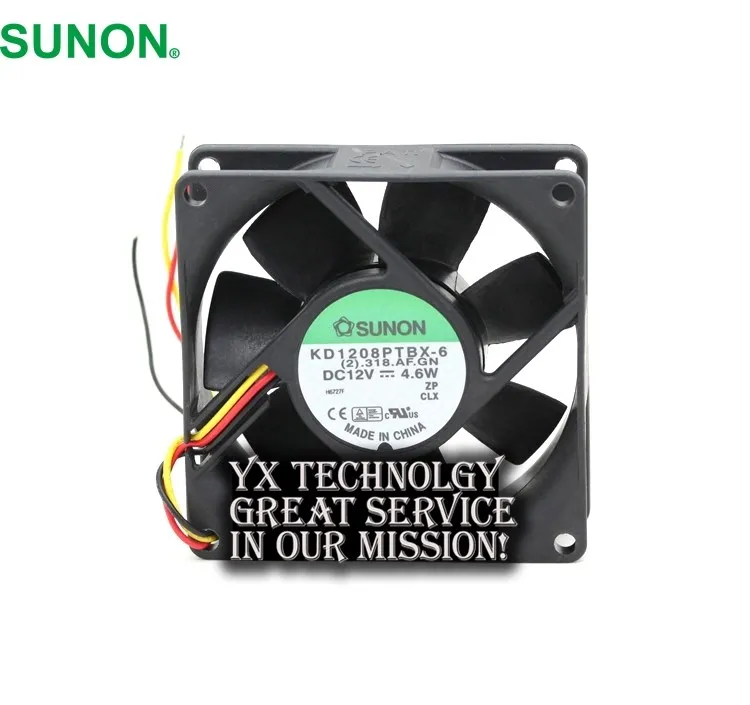 For SUNON New and 80mm KD1208PTBX-6 12V 4.6W three wire speed ball bearing cooling fan 80 * 80 * 25mm