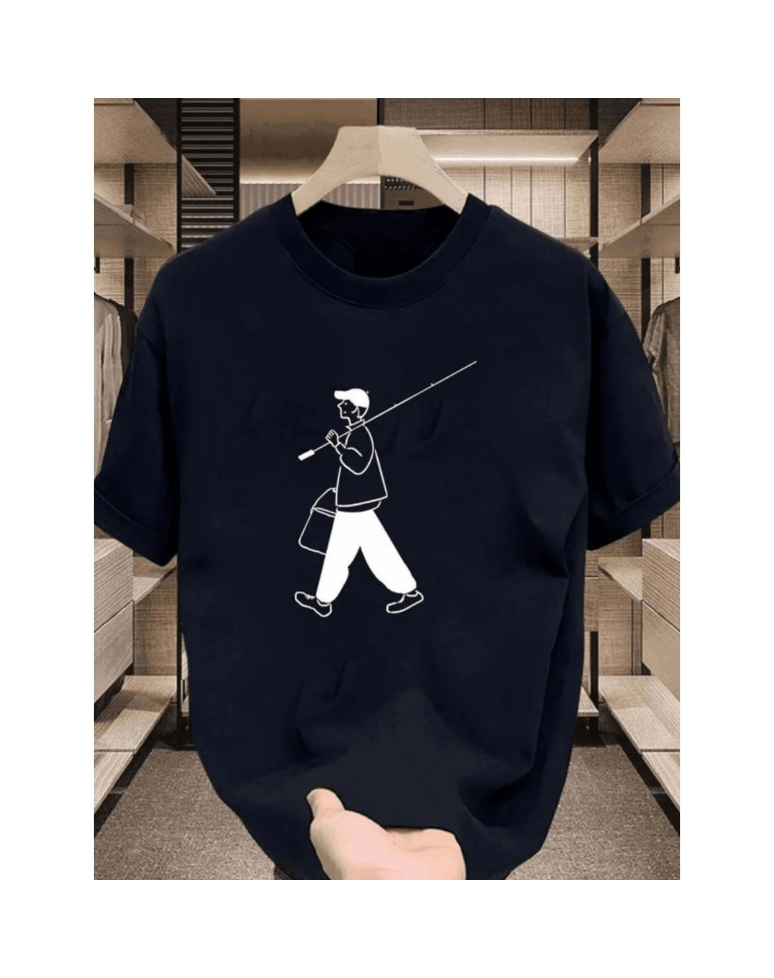 

2025 New Fashion Go Fishing Pattern Wicking Sweat Breathable T-shirt Men Clothing Shirts Harajuku Men Clothing