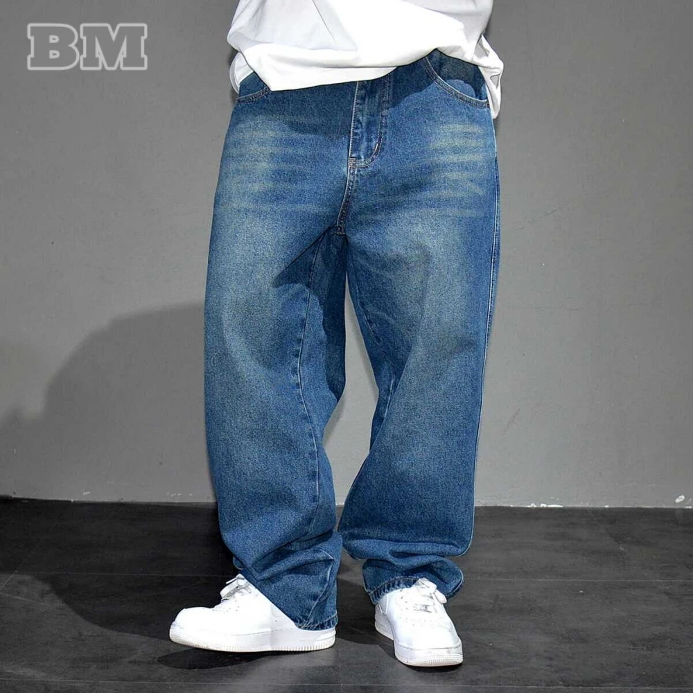 

American Vintage Blue Baggy Jeans Streetwear Skateboard Man Pants Fashion Denim Cargo Pants Harajuku Straight-Leg Trousers Male