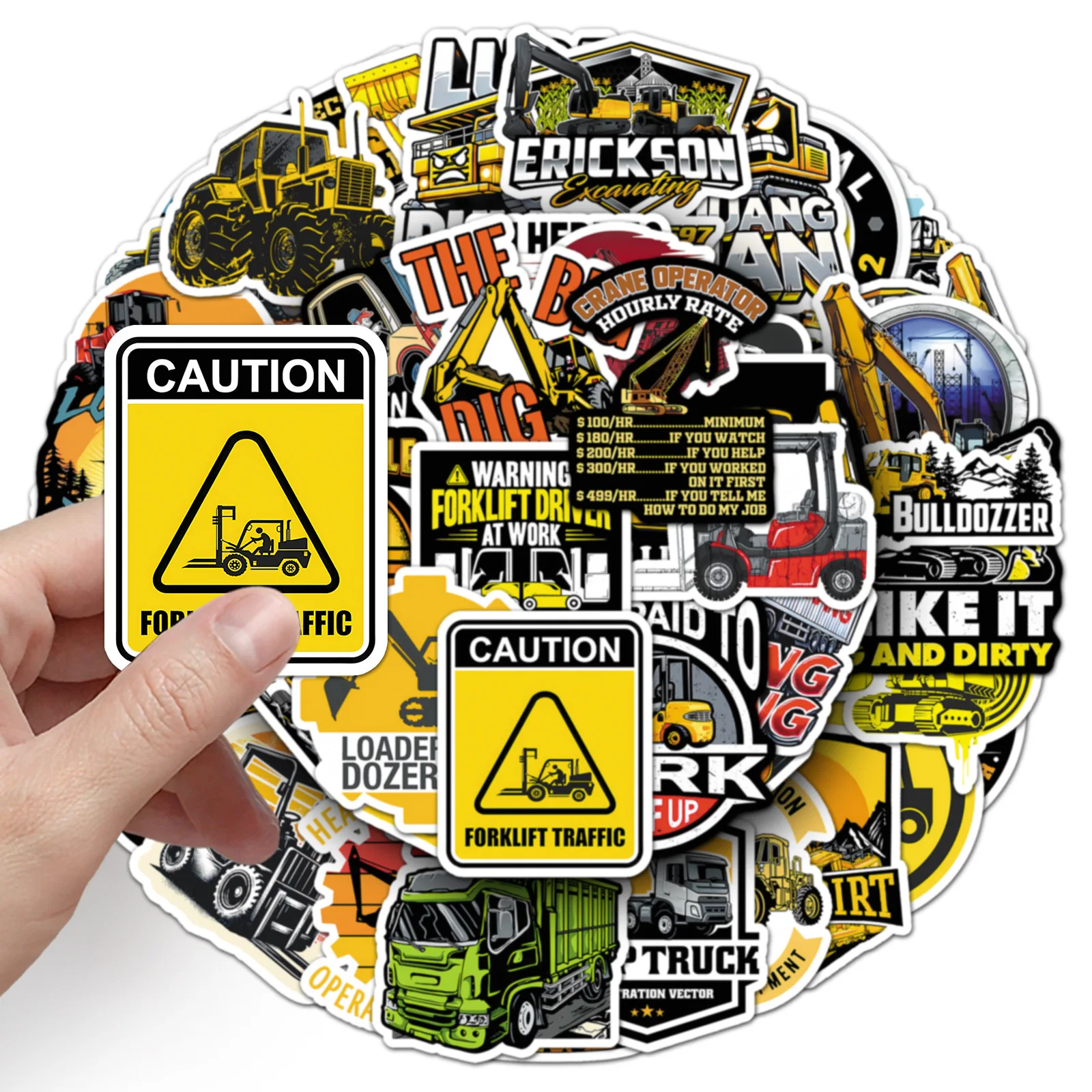 10/50 個掘削機トラック漫画ステッカーエンジニアリング機 - Heavy Equipment Stickers のレビューと価格