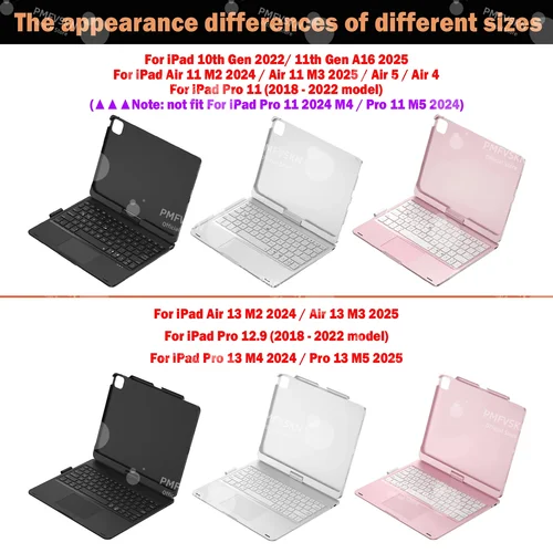 Imagen 2 del producto Teclado mágico giratorio 360 para iPad Air 11 13 M2 M3 Air 5 4 10,9 10.a generación 11a A16 2025 funda para iPad Pro 11 2018-2022 12,9 13 M5