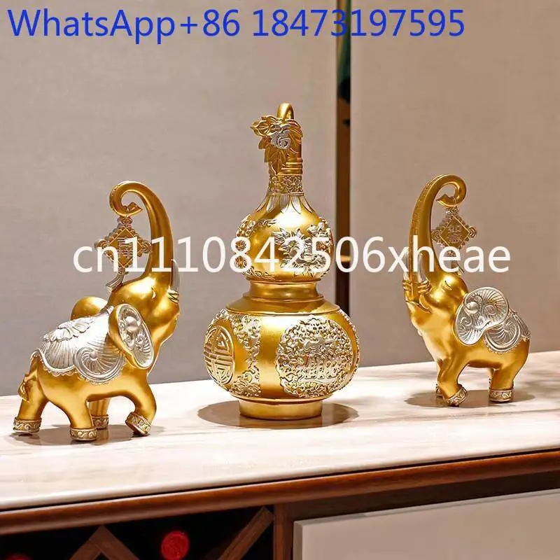 Creative gourd elephant ornament living room high-end home decoration products resin crafts