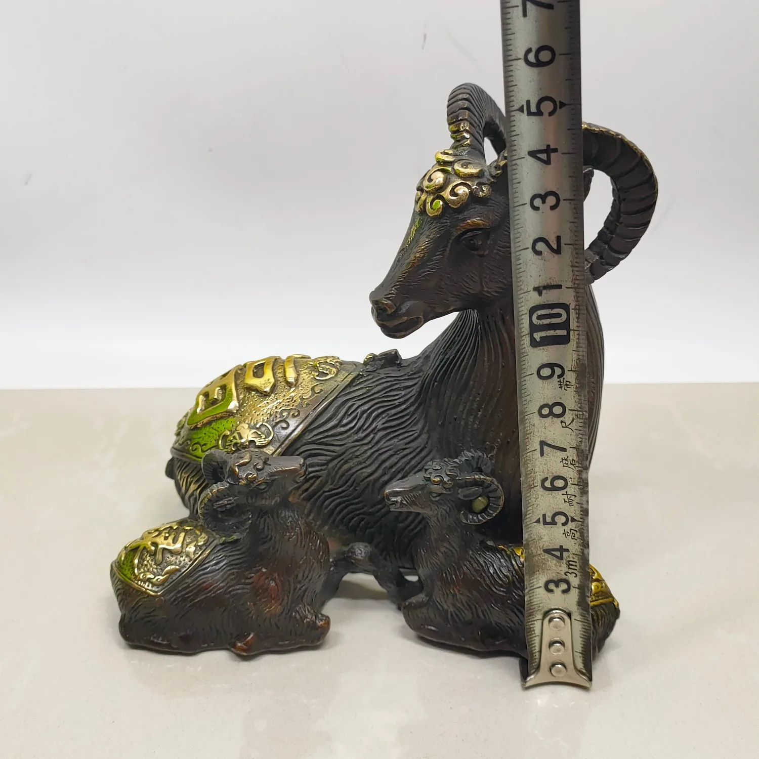 A decorative item featuring Fu Lu Shou, the Three Auspicious Symbols, and a sheep symbolizing the beginning of a prFree shipping