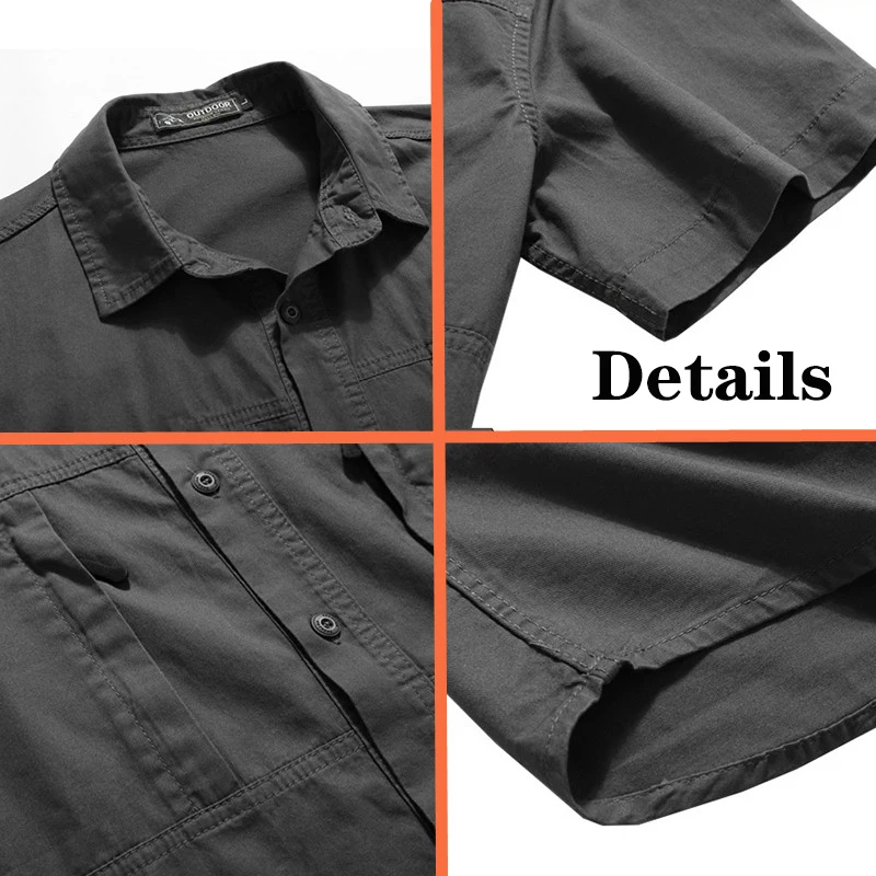 Men\'s Tactical Short-sleeved Shirt Summer New Arrivel Outdoor Multi-pocket Quick-drying Cargo Shirt Hiking Fishing Work T-shirt