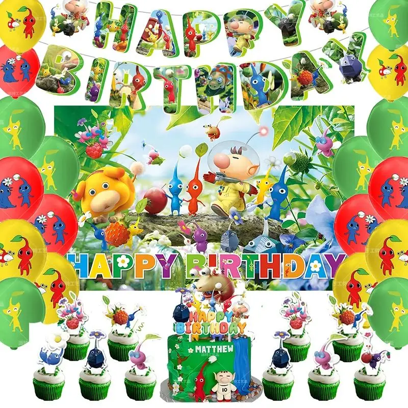 

Cartoon Pikmi Game Birthday Party Supplies Photography Kids Gift Balloon Background Baby Shower Banner Photo Studio Decoration