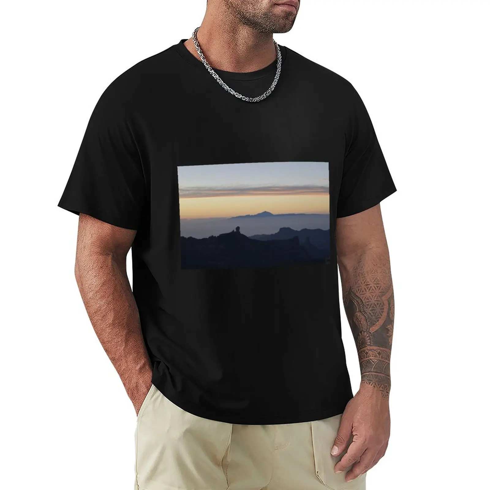 

Roque Nublo and Teide T-Shirt Large Size Basic Casual T-Shirt
