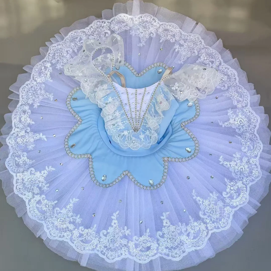 

Небесно-голубая профессиональная балетная юбка-пачка для взрослых и детей, костюм «Лебединое озеро», балетная пачка для балерины, для девочек, для взрослых женщин