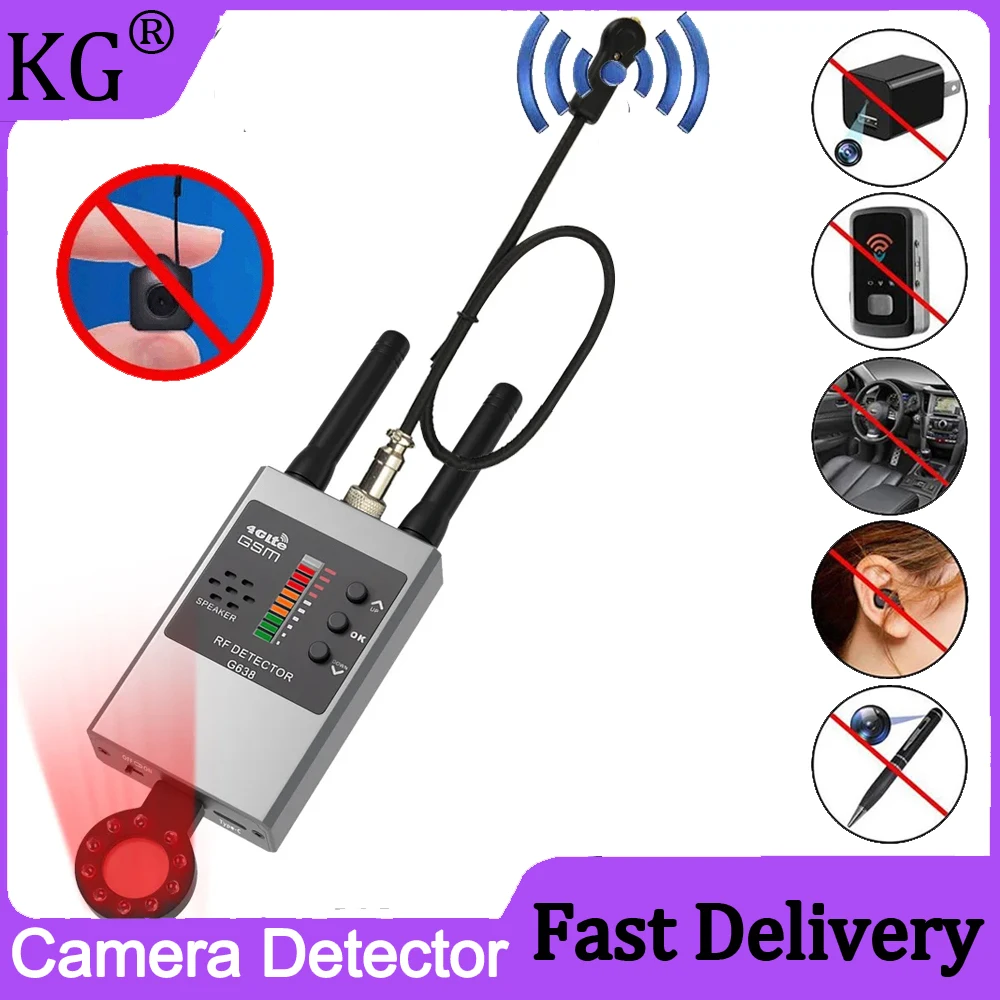 Detektor kamera tersembunyi mata-mata, kamera Anti mata-mata gadget menguping lubang jarum, Audio Bug perangkat GSM detektor sinyal RF dengan IR